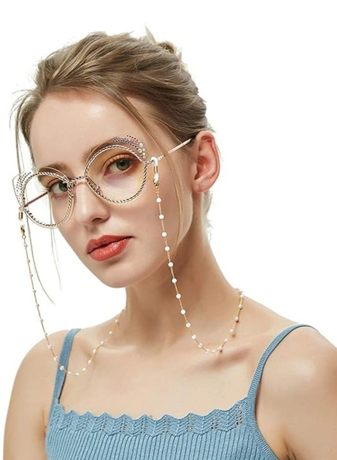 2 قطعة من سلاسل النظارات المزينة باللؤلؤ الذهبي والفضي، حبل نظارات شمسية عصري، قلادة لتثبيت النظارات القرائية، للاستخدام اليومي، السفر، الشاطئ، الحفلات، المكتب، النساء، الرجال - Image 2